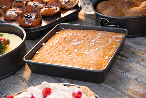 Square cake cooked in an AGA