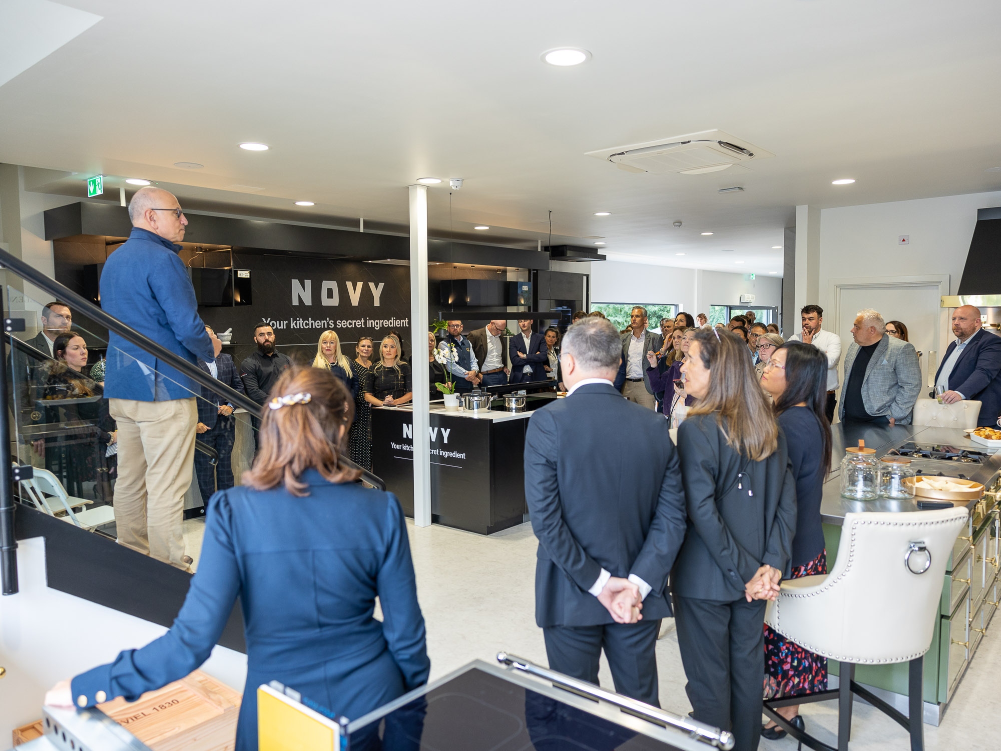 Global President of Middleby Residential Group Najib Malouf making a speech at AGA Oundle store