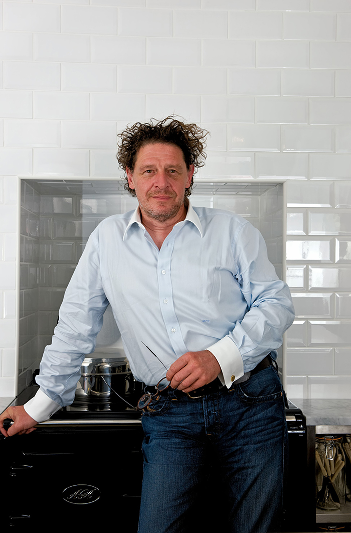 Marco Pierre White in his kitchen 