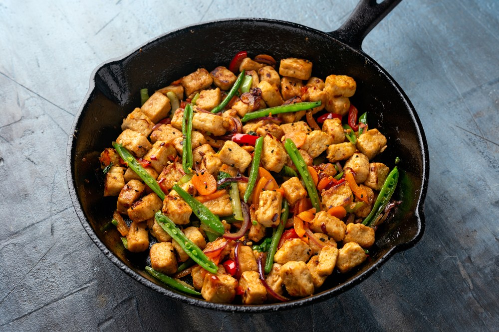 Mycoprotein in a bowl with vegetables