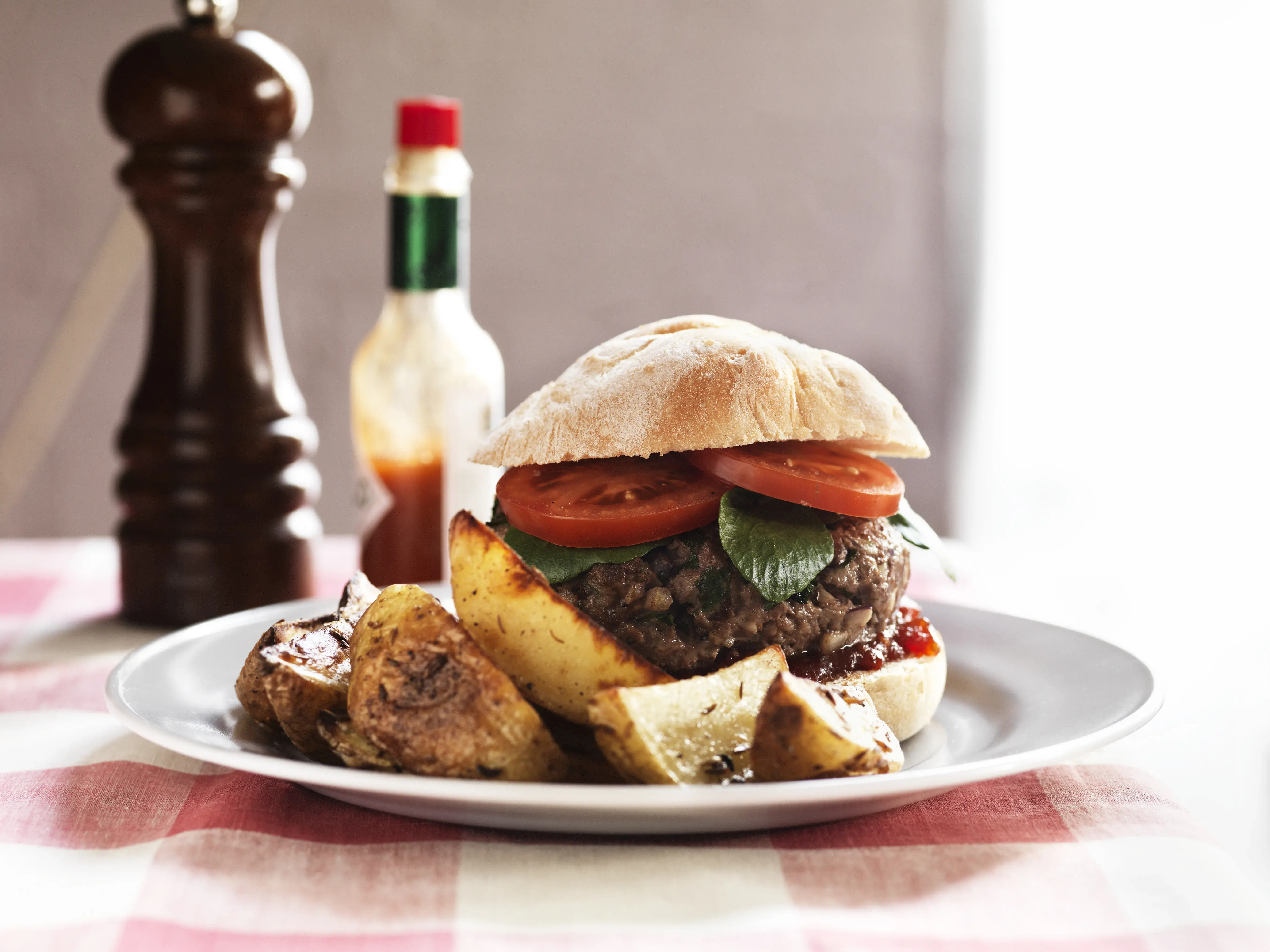 Homemade Burgers with Chunky Wedges