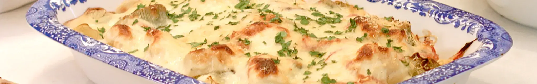 Cauliflower and Leek Bake in Portmeirion dish