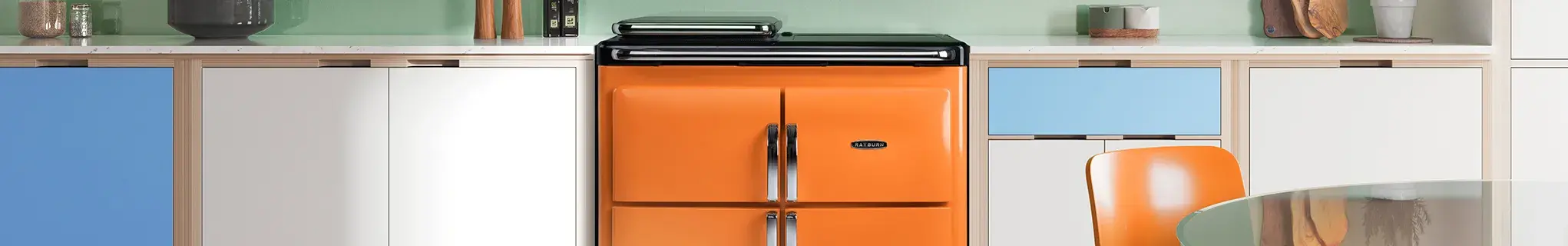 Rayburn Ranger in Marmalade in retro style kitchen