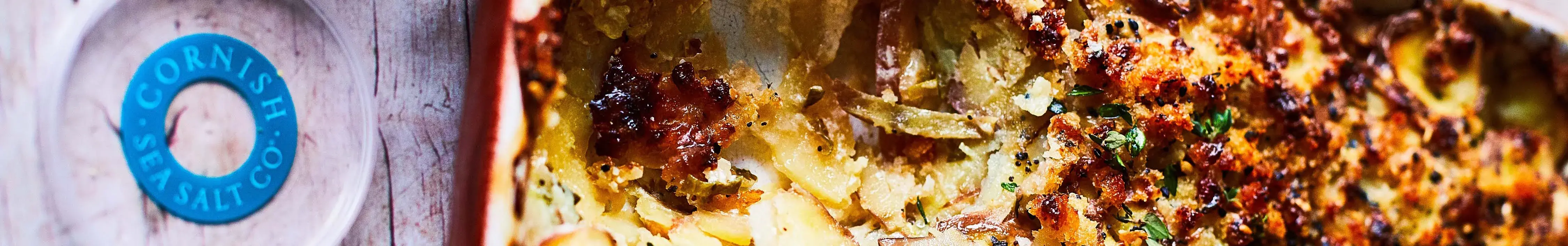 Celeriac, Leek and Potato Gratin with Cornish Sea Salt