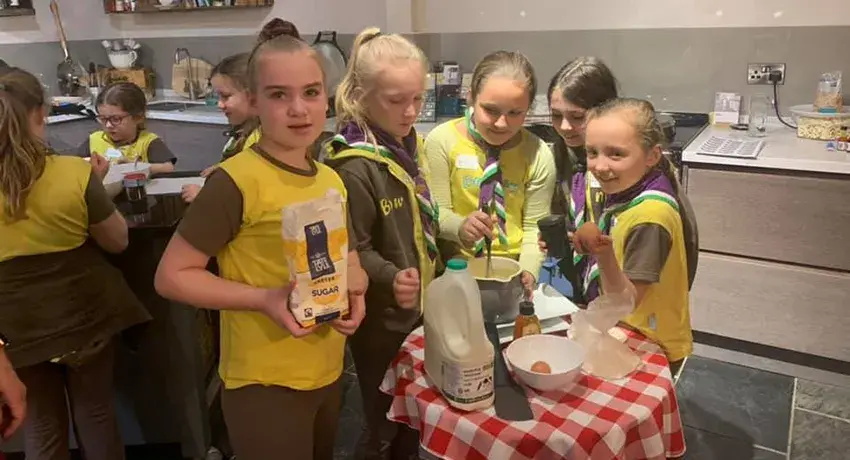 Brownie group baking at AGA Oundle 