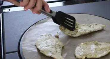 chicken escalopes frying on the AGA hotplate