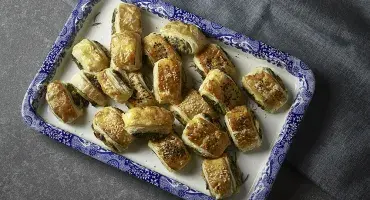 Flaky Ricotta Rolls on the AGA for Spode Blue Italian Tray