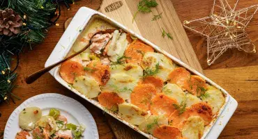 Salmon, Leek and Sweet Potato Gratin