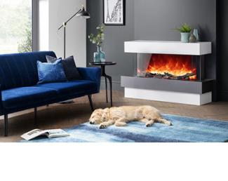 Rayburn Stratus Electric Fire with Suite in contemporary living room