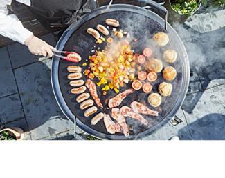 Food grilling on the AGA Outdoor Grill