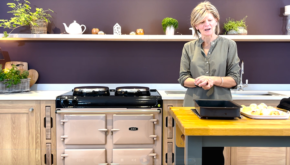 Naomi Hansell cooking roast potatoes on the AGA