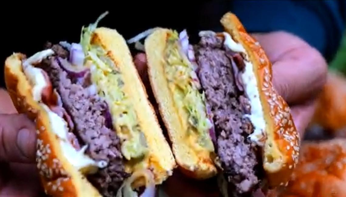 Cheese and bacon burgers