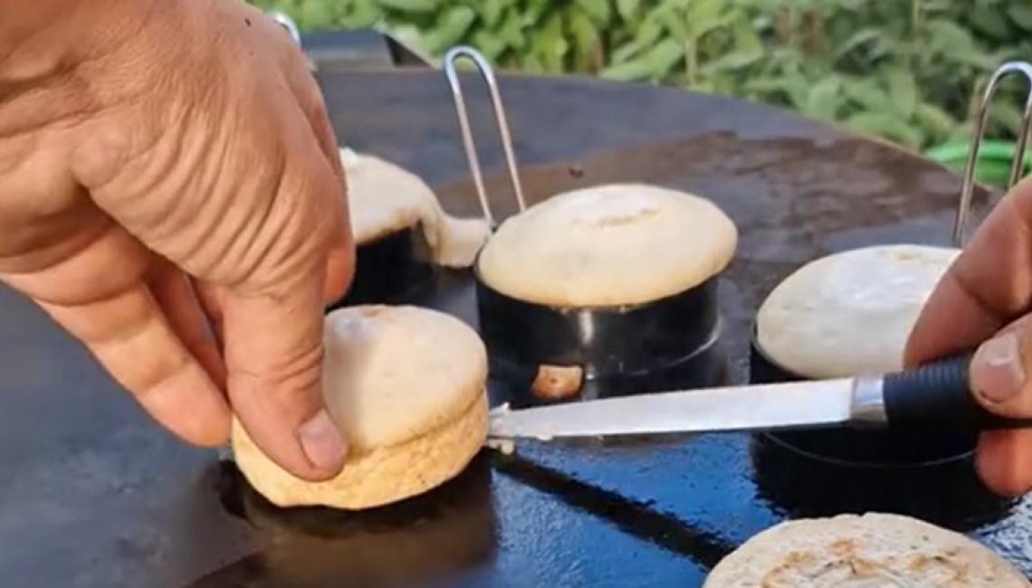 Sourdough crumpets on the AGA Outdoors Grill 