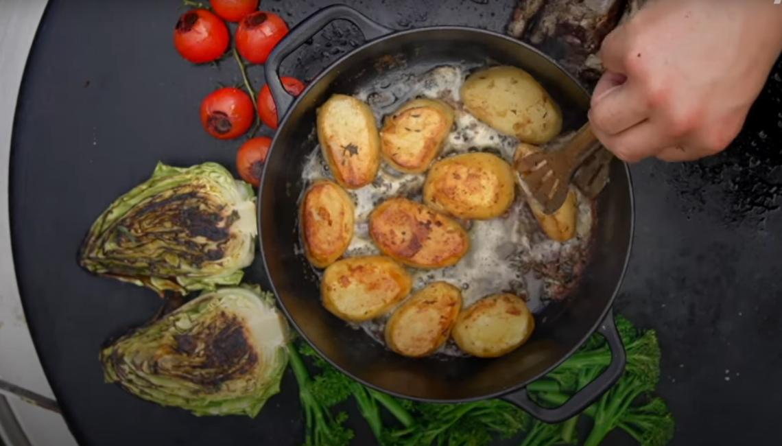 Lamb Chops & Confit Potatoes on the AGA Outdoor Grill