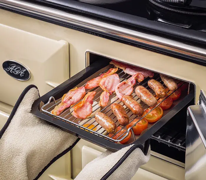 Grilling a Full English Breakfast in the AGA roasting oven