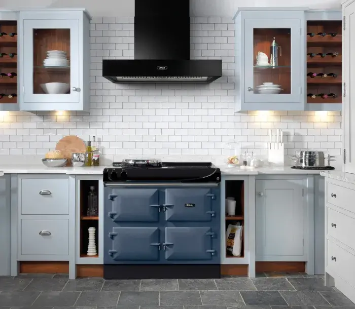 AGA Slab Canopy Hood with an eR3 in Dartmouth Blue