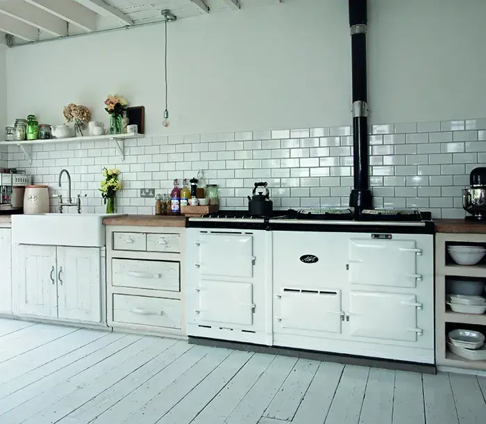 Traditional AGA cooker with flue 