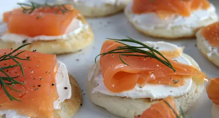 Buckwheat Blinis With Crème Fraiche and Smoked Salmon