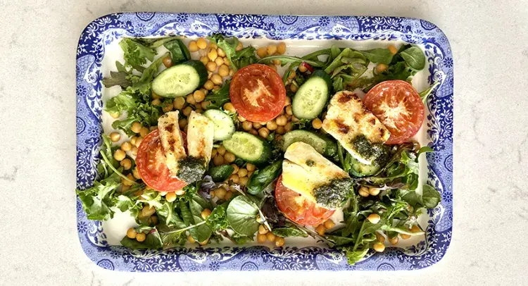 Griddled Halloumi, Tomato and Chickpea Salad