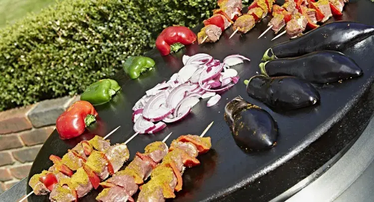 Kebabs cooking on AGA Outdoor Grill