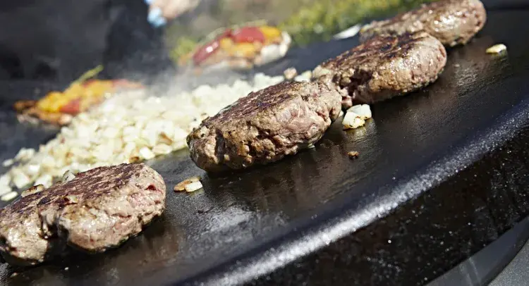 Beef Burgers cooking on the AGA Professional Series Outdoor Grill