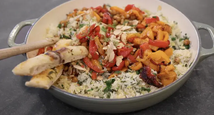 Roasted Pepper and Orzo Pilaf